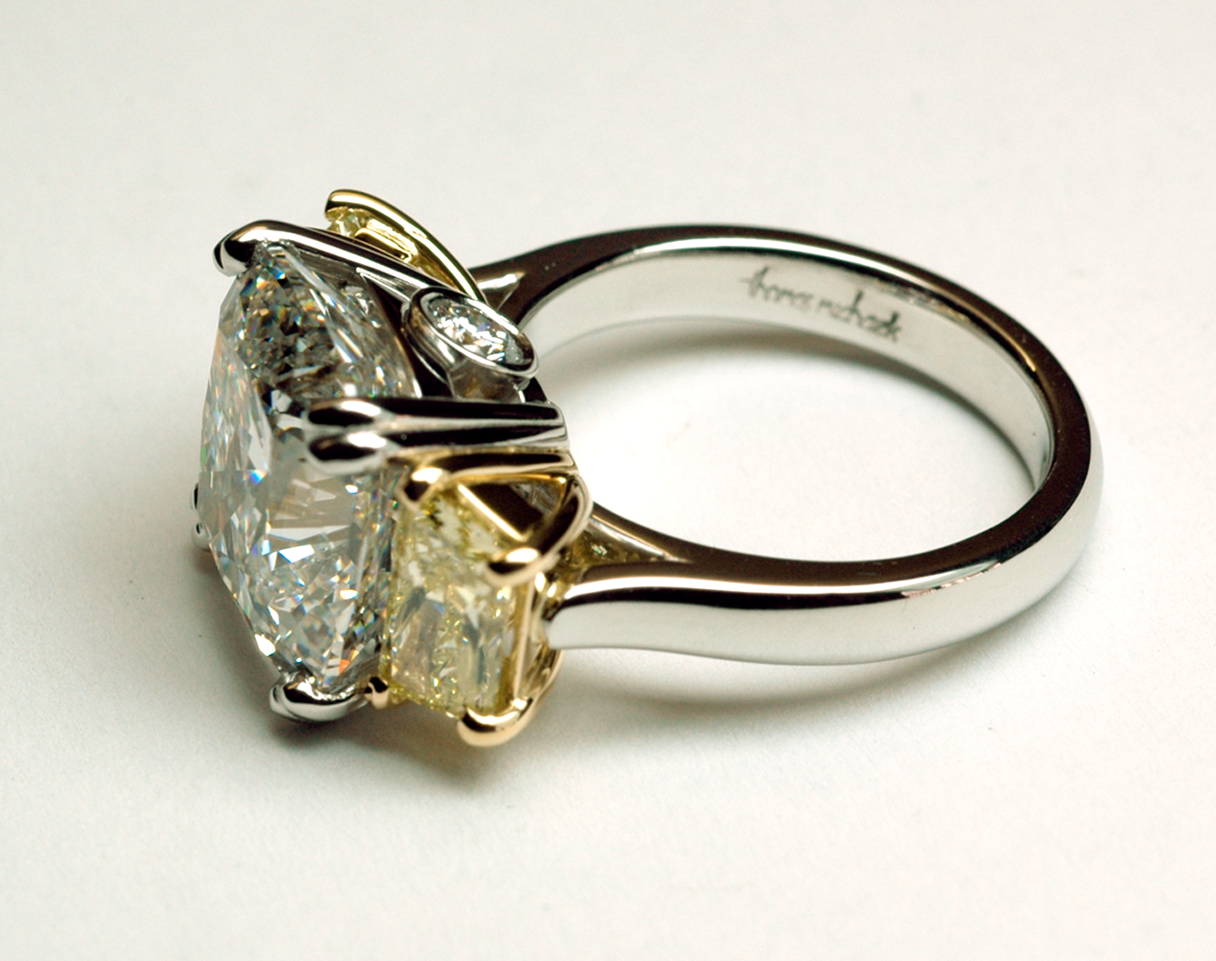 ... Side Trapezoid Shape Set in Platinum and 18KT Yellow Gold , Side View ... Side Trapezoid Shape Set in Platinum and 18KT Yellow Gold , Side View