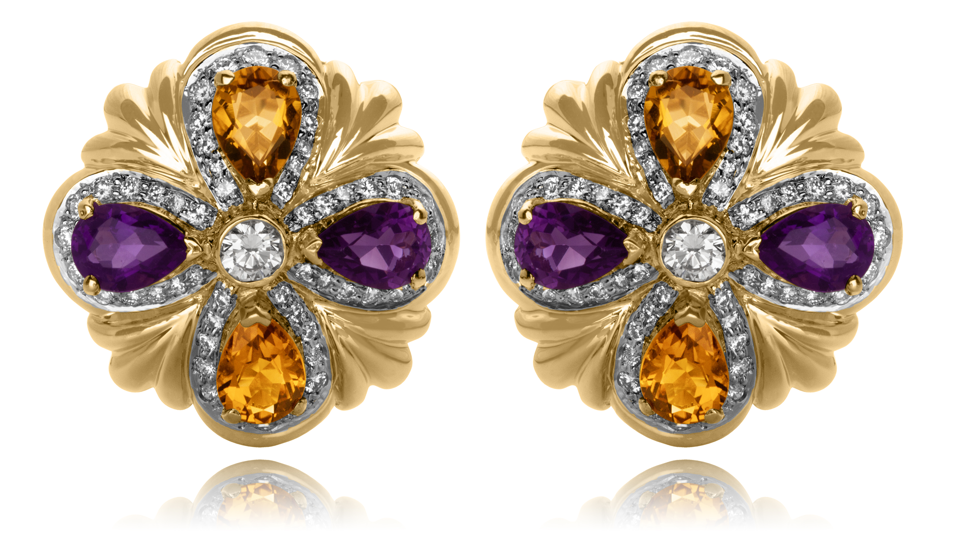 amethyst and citrine earrings