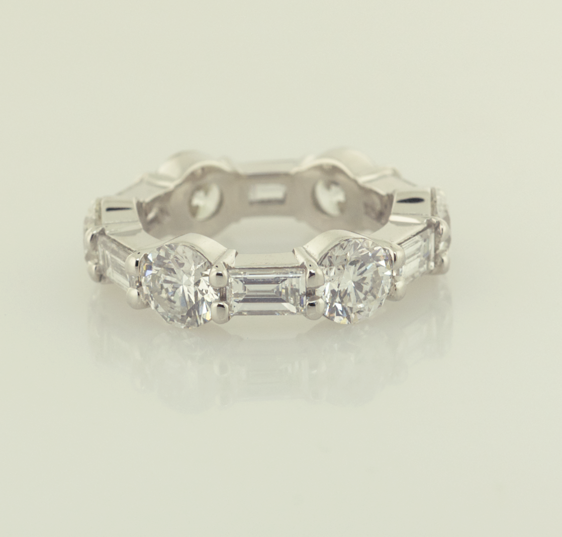 Platinum, Round and Baguette eternity band set 3.60ct rounds 1.87ct baguettes