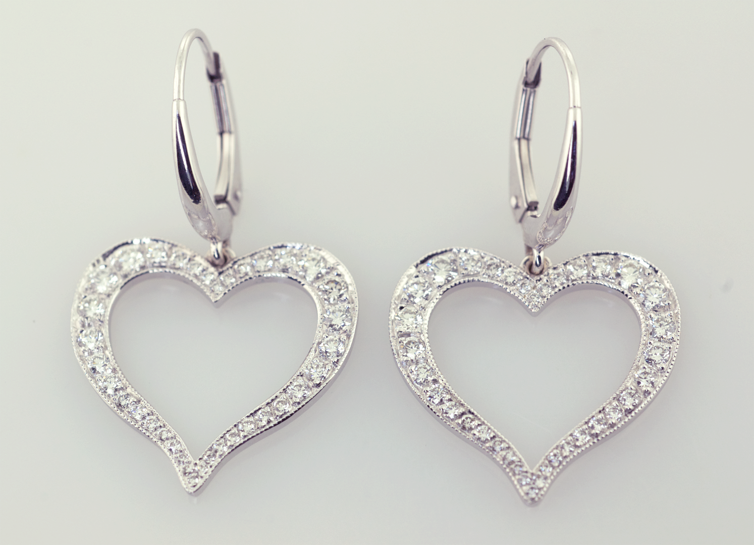 Diamond Heart Earrings New Pieces Thomas Michaels Designers Diamond And 18kt White Gold Heart Earrings