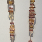 Amber and Amethyst Italian glass bead necklace 34"