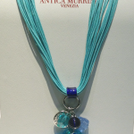 Italian Glass in Aqua with leather necklace