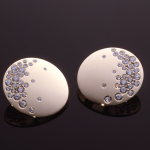 Diamond (3.04ct.) and gold lunar crescent earrings