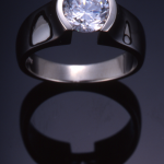 Diamond (1.50ct.) and 18kt white gold contemporary solitaire