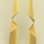 Folded Gold Origami Earrings copyrighted original be Nora Hattman-Michaels