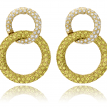 White and yellow diamond earrings