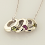 14KT white gold pendant with three birthstones on a chain