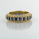 Eternity Band in 18KT Square Cut Sapphires and Round Diamonds