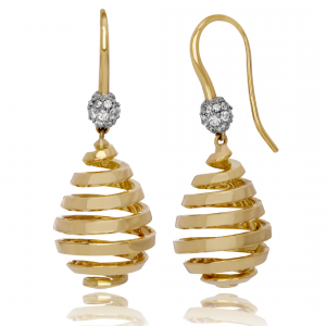 18KT yellow gold and diamond "pear" drop earrings