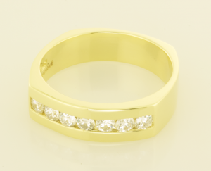 14KT yellow gold gents ring set with .70ct. diamonds