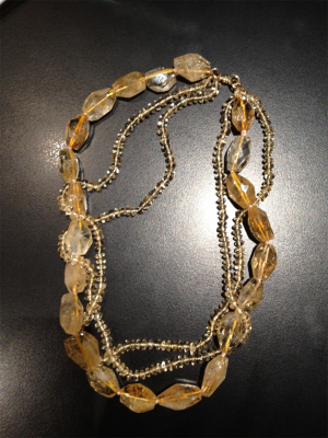 Citrine beads with 14KT yellow catch