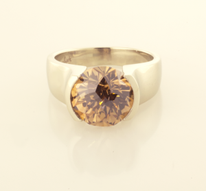 3.80ct. round cognac diamond set in 14kt white gold ring