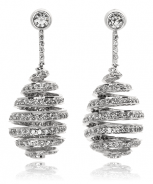 DIiamond and 18KT White Gold Drop Earrings