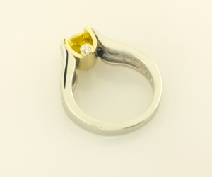 Man made radiant cut 1.57ct. yellow diamond ring, back