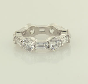 Platinum, Round and Baguette eternity band set 3.60ct. rounds 1.87ct. baguettes