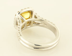 Yellow Diamond Ring with Surround White Diamond Accents
