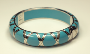 Sterling Silver and Turquoise Acrylic bamboo motif Braclet 