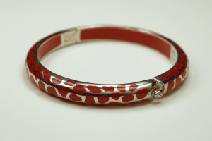Sterling Silver and red Acrylic safari motif Braclet 